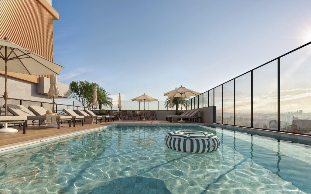 piscina solarium no rooftop